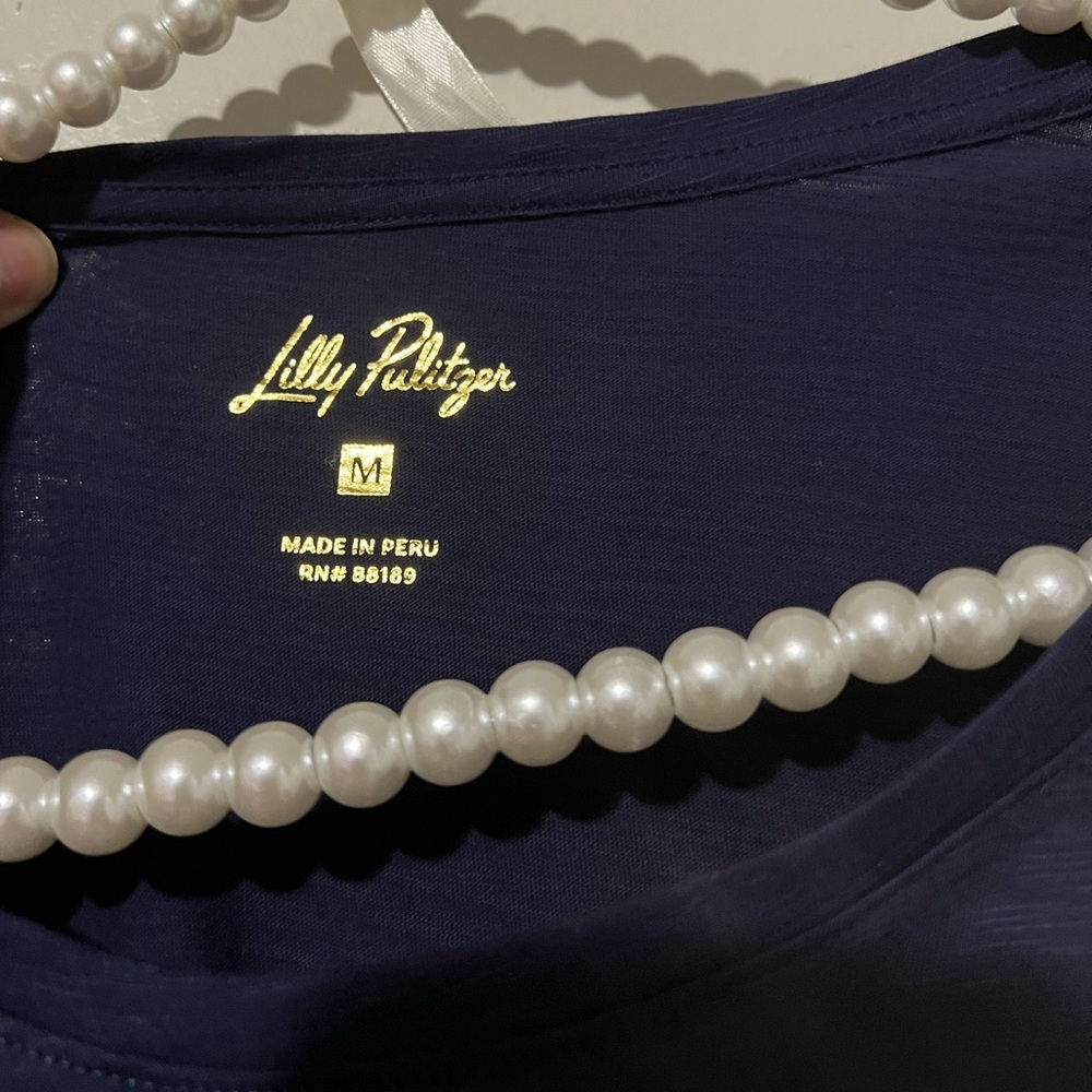 Lilly Pulitzer Etta Scoop Neck Top in True Navy - Picture 8 of 8